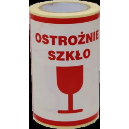 ETYKIETA 100x100mm OSTROŻNIE SZKŁO 25szt